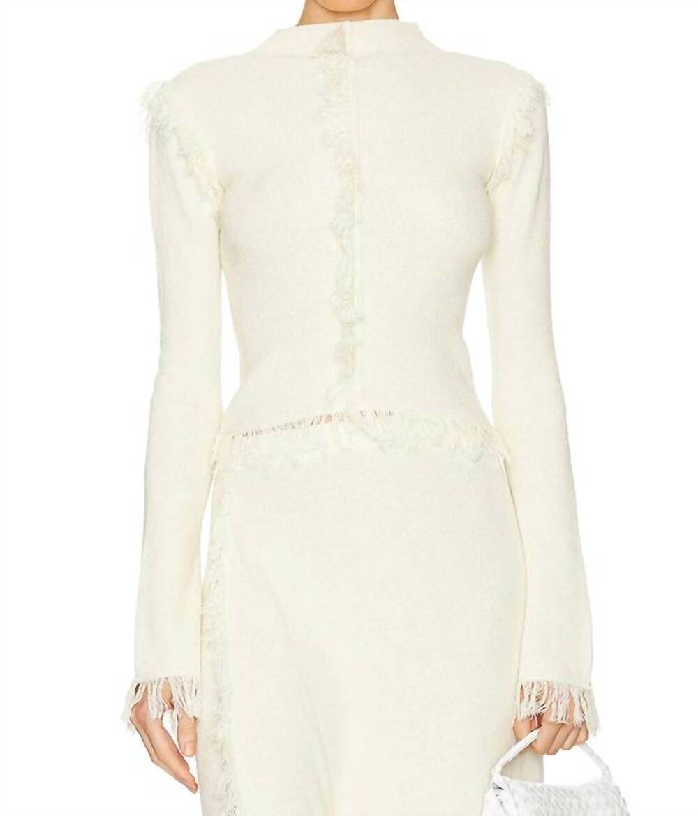 NEW CLEA albi fringe knit top in stucco